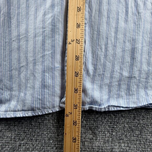 Faconnable Striped 7 Cotton Club Blue Pocket Men Shirt Button Up Long Sleeve - Picture 6 of 14